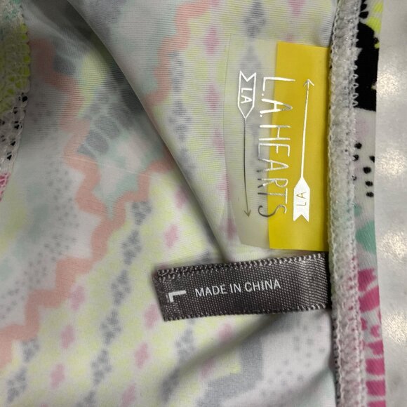 L A Hearts NWT Womens Swim Bikini Top Multi Color Size Large - Picture 2 of 9